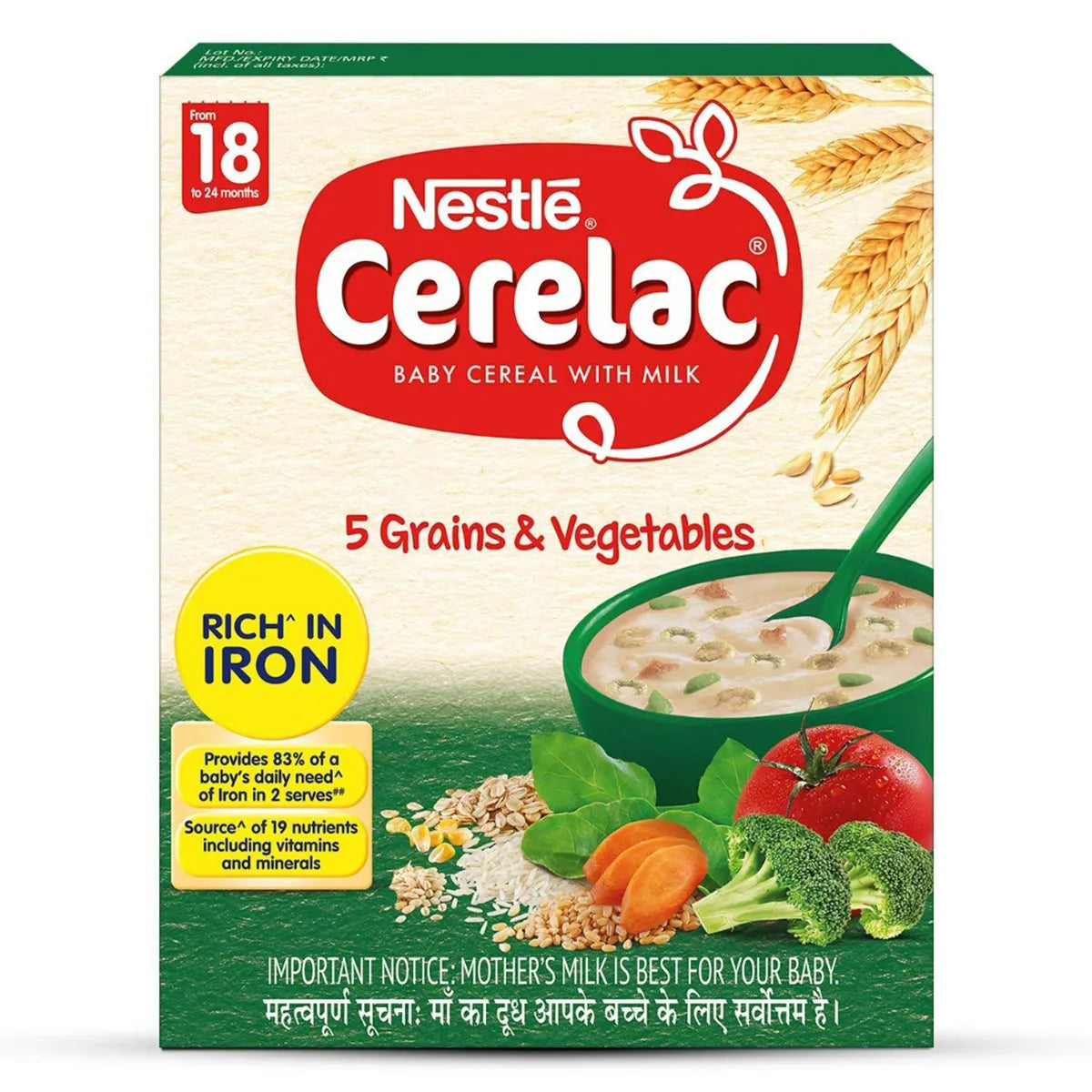 Cerelac Baby Cereal - 5 Grains & Vegetables - From 18 to 24 Months 300 g - Quick Pantry