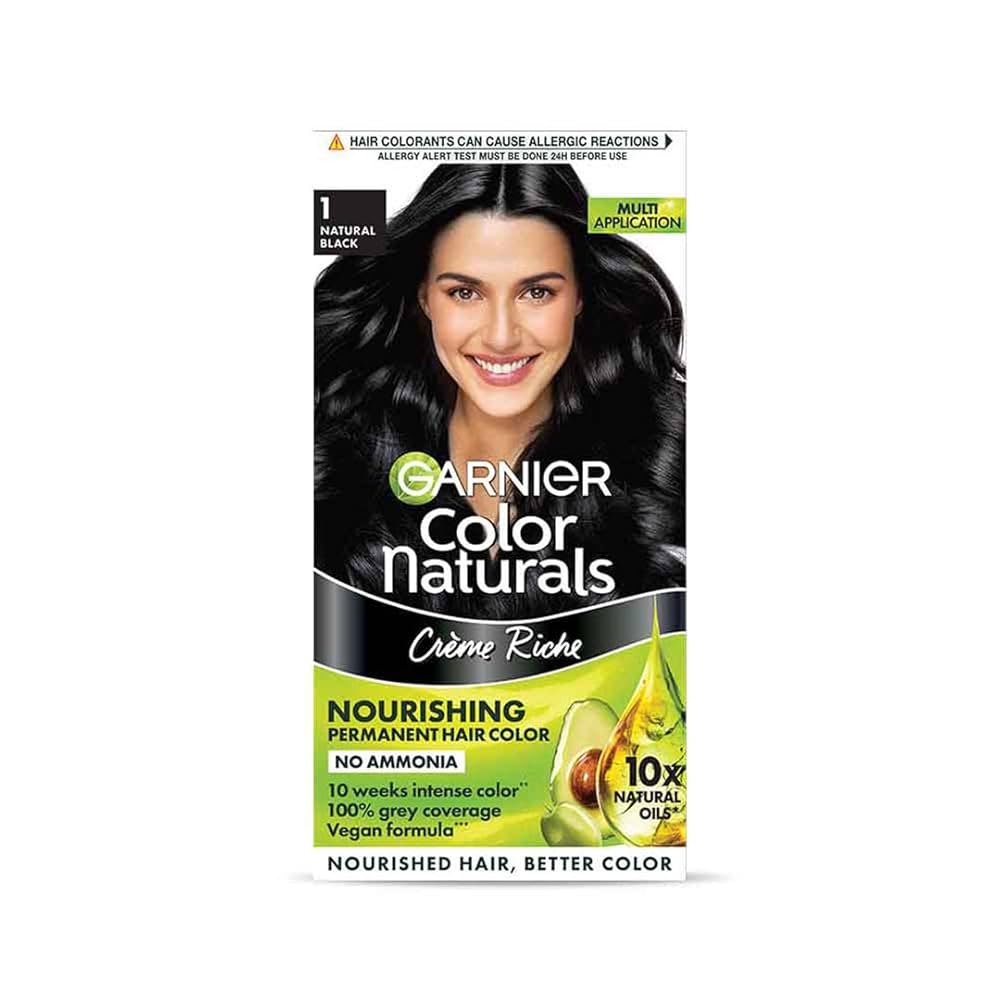 Garnier Color Naturals Crème Hair Colour - Shade 1 Natural Black 35 ml + 30 g - Quick Pantry