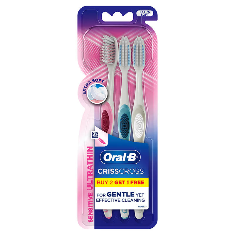 Oral-B Criss Cross Ultra Thin Sensitive Toothbrush (Pack of 3) - Quick Pantry