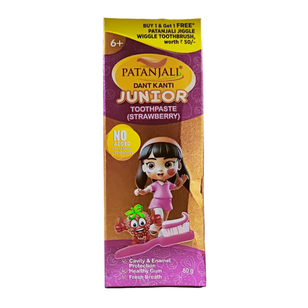 Patanjali Dant Kanti Junior Strawberry Toothpaste 80 g - Quick Pantry
