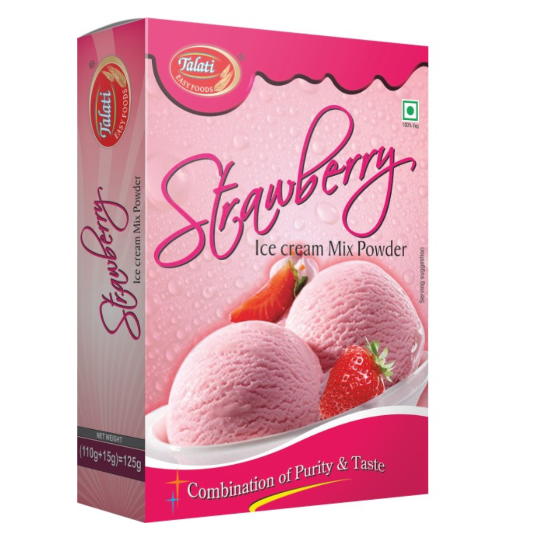 Talati Strawberry Ice Cream Mix Powder 125 g - Quick Pantry