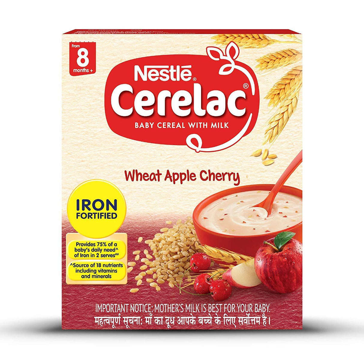Cerelac Baby Cereal - Wheat Apple Cherry - From 8 to 24 Months 350 g - Quick Pantry