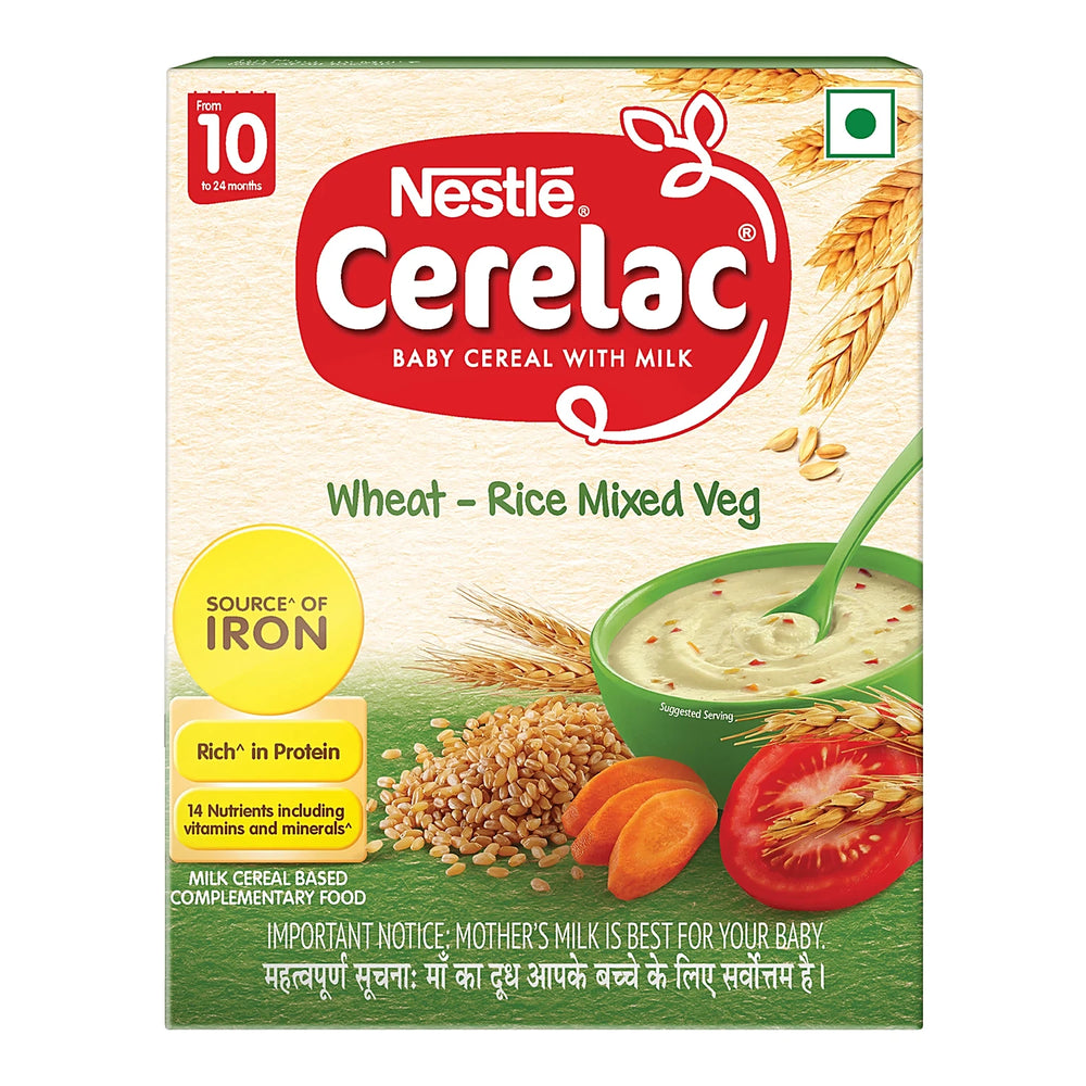 Cerelac Baby Cereal - Wheat Rice Mixed Veg - From 10 to 24 Months 300 g - Quick Pantry
