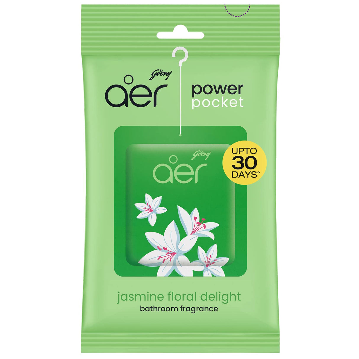 Godrej Aer Pocket - Bathroom Air Fragrance Jasmine Floral Delight 10 g