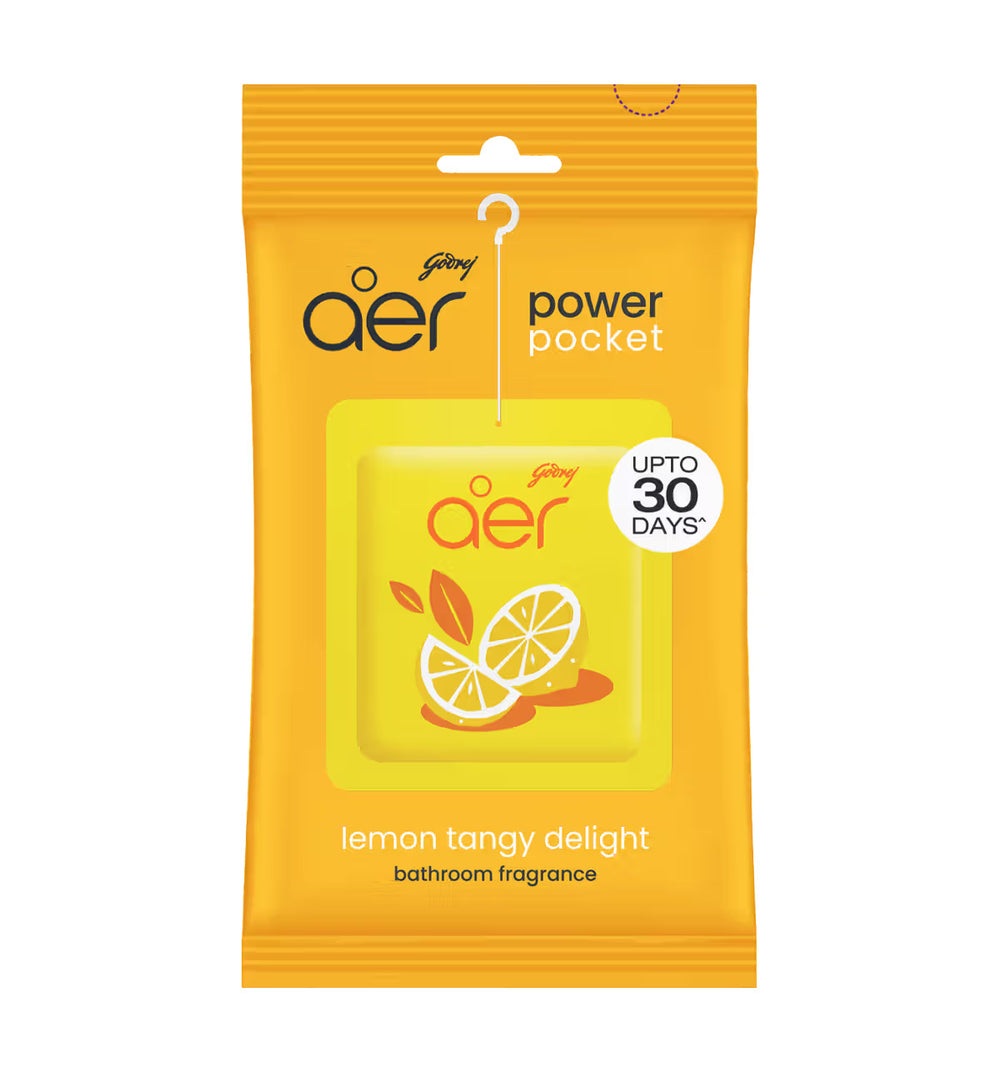 Godrej Aer Pocket - Bathroom Air Fragrance Lemon Tangy Delight 10 g - Quick Pantry