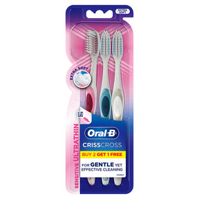 Oral-B Criss Cross Ultra Thin Sensitive Toothbrush (Pack of 3) - Quick Pantry