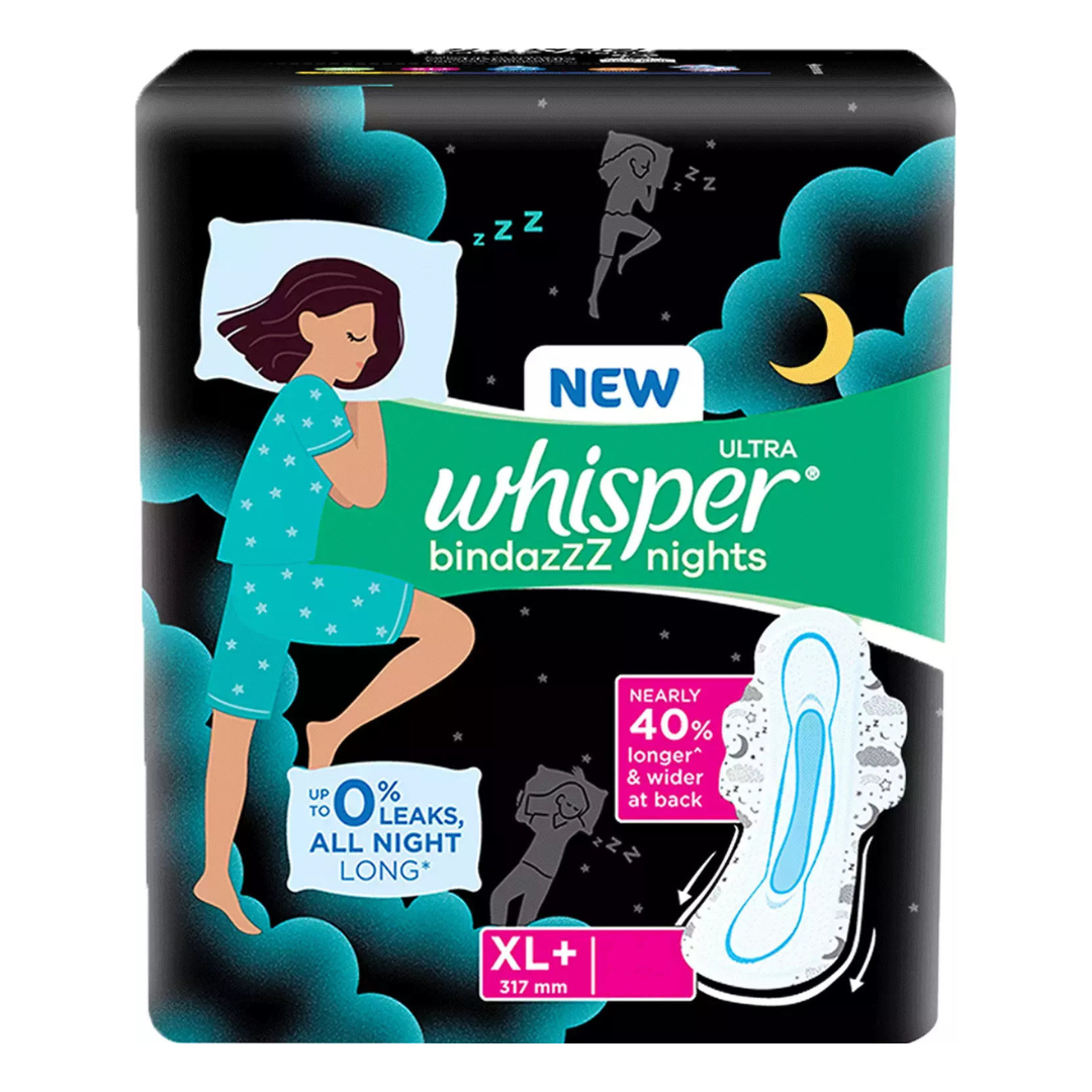 Whisper Sanitary Pads - Bindaz Nights - XL+ 30 Pads
