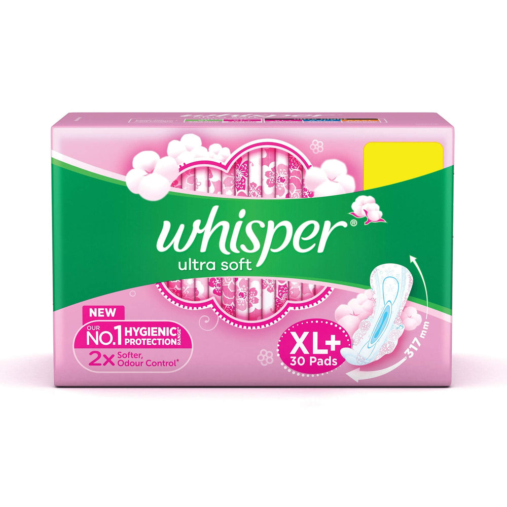 Whisper Sanitary Pads - Ultra Soft XL+ Wings 30 Pads - Quick Pantry