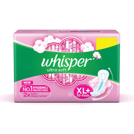 Whisper Sanitary Pads - Ultra Soft XL+ Wings 30 Pads - Quick Pantry