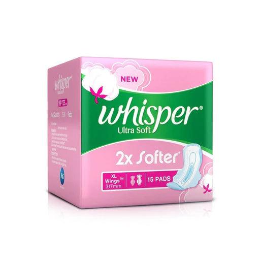 Whisper Sanitary Pads - Ultra Soft XL Wings 15 Pads - Quick Pantry