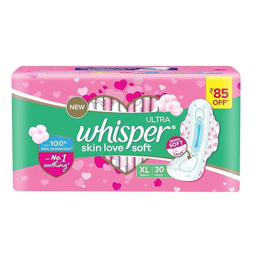 Whisper Sanitary Pads - Ultra Soft XL Wings 30 Pads - Quick Pantry