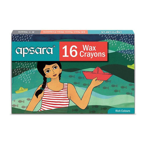 Apsara 16 Wax Crayons - Rich Colours - Quick Pantry