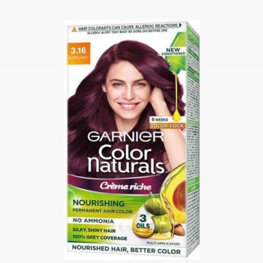 Garnier Color Naturals Crème Hair Colour - Shade 3.16 Burgundy 35 ml + 30 g - Quick Pantry