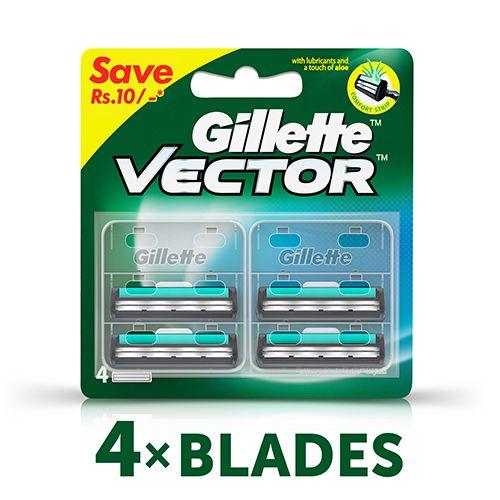 Gillette Vector Plus - Manual Shaving Razor Blades - 4 Cartridges - Quick Pantry