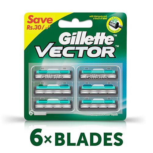 Gillette Vector Plus - Manual Shaving Razor Blades - 6 Cartridges - Quick Pantry