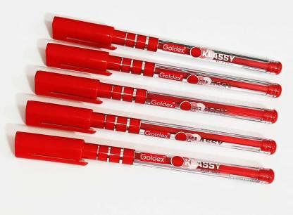 Goldex Klassy Red Ballpoint Pen - (Pack of 5) - Quick Pantry