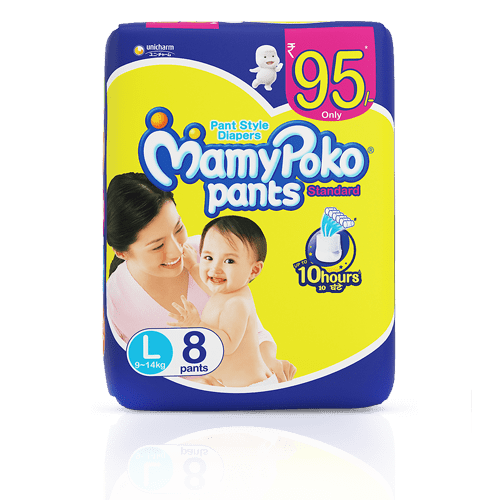 MamyPoko Mamy Poko Pants Large 46 Pieces - L - Buy 12 MamyPoko Top Sheet-  Non woven Polypropylene, Back Sheet- Polyethylene, non-woven Polypropylene,  Absorbent Pad- Paper, Pulp & Polymer Pant Diapers for