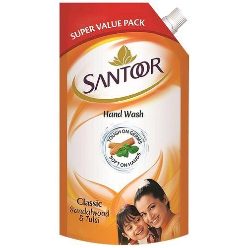 Santoor Classic Sandalwood & Tulsi Gentle Liquid Handwash (Refill) 750 ml - Quick Pantry