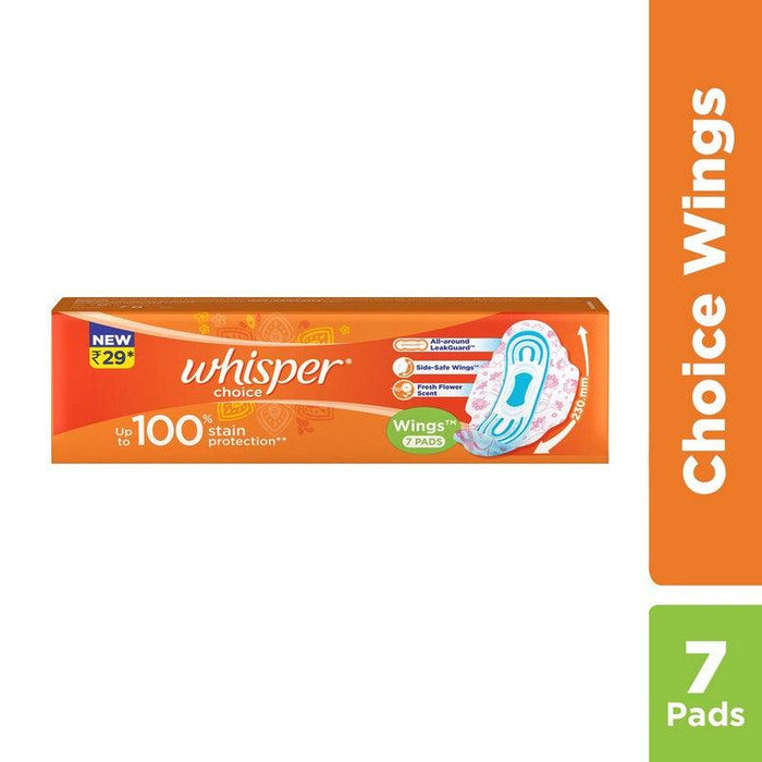 Whisper Choice Wings Sanitary Pads - 7 Pads - Quick Pantry