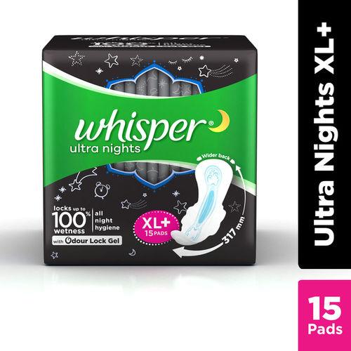 Whisper Sanitary Pads - Ultra Night XL+ 15 Pads - Quick Pantry